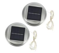 Couvercle Solaire de Rechange pour Lanterne, Lot de 2, Acier Inoxydable | 2v, Batterie Rechargeable Ni-1.2v Aaa1500ma, Ip55, 6 à 8 H D’éclairage, Jardin et Fête