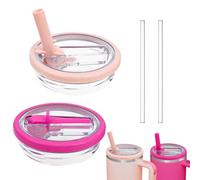 2 Pièces Stanley Cup Couvercle Étanche, Remplacement de Couvercle pour Gobelet Stanley 40 oz, Couvercle Sécurisé avec Paille Compatible avec Les Bols Stanley, Rouge Rose, Rose