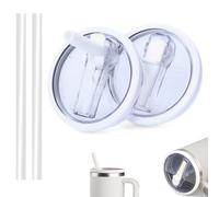 Couvercle Stanley Cup Étanche,RoadLoo 2 Pièces Couvercle Réutilisable Anti-Fuite avec Paille Remplacement de Couvercle pour Gobelet Stanley 40 oz Stanley Cup Accessoires pour Bouchon Stanley Cup