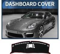 Couvercle Tableau Bord, Centre Console Antidérapant Tableau Bord Tapis Moquette Pour Porsche Panamera 2010-2016 Haut Configuration Polyester Noir Rouge,1Pc