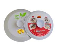 Couvercle tournant omelette de pommes de terre Pack de 2 | Retourne-omelette pour 2 tailles de poêles | Tourne les omelettes sans BPA | Assiette porte-tortilla Set grand et petit (blanc)