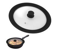 Couvercle Universel, Couvercle Poele en Verre avec Valve de Sortie et Bord en Silicone, Durable et Résistant à la Chaleur, Pour casseroles et poêles de 28/30/32 cm de diamètre (24-26-28cm)