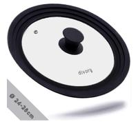 Couvercle universel en verre avec joint en silicone pour casseroles de 28 à 32 cm