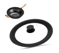 Couvercle Universel Noir 3 Tailles, Couvercle universel en verre pour casseroles et poêles Ø 24/26/28 cm en Silicone Résistant à Chaleur et Trou Vapeur, pour Casseroles et Poêles