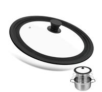 Couvercle Universel Noir 3 Tailles, Couvercle universel en verre pour casseroles et poêles Ø 28/30/32cm en Silicone Résistant à Chaleur et Trou Vapeur, pour Casseroles et Poêles