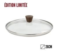 Couvercle verre bombé 26 cm cristel 1826 bicentenaire bouton cuivre