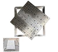 Couvercles carrés en acier inoxydable avec poignées 80 x 80 x 2,5 cm Idéal pour la route, la cuisine, le jardin - Solutions de drainage pour fosses septiques.