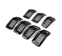 couvercles de calandre Calandre Calandre de Course Avant chromée/Brillante en ABS pour Jeep Cherokee 2014-2018, calandre extérieure en nid d'abeille(Glossy Black)