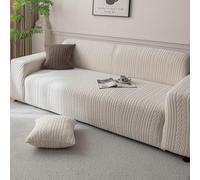 Couvercles de canapé Extensible lavables - Soft à 360 ° Couvercle de canapé de canapé à Couvert Complet à 360 ° Beige Four-Seater (235cm-300cm/92.5in-118.1in)