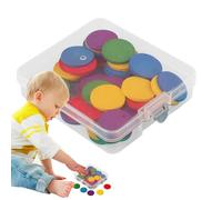 Couvercles de comptage de mathématiques - Playset rond en bois 50 pièces, jetons numériques éducatifs | Kits d'activités en ide pédagogique pour les outils d'apprentissage colorés, Comte