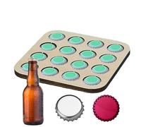 Couvercles de couvercle de bouteille,Porte-bouchon de bouteille carré | Bol de rangement pour couvercle de bouteille de vin en bois avec 16 compartiments pour bureau, salon, chambre à coucher