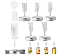 Couvercles de fermentation pour bocaux Mason, kit de fermentation en plastique comprenant 6 couvercles et 6 sas, bouche régulière 2, 76 (pots non inclus)..
