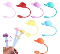 Couvercles De Paille En Silicone - 7 Pièces Anti-Renversement Silicone Mignon Réutilisable | Couvercle De Remplacement De Paille Anti Renversement Pour Tasse,pour Adolescents Voyage Maison École Extér