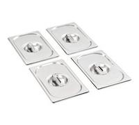 vidaXL 4x Couvercles de Plateau GN 1/4 Ustensiles de Cuisine Rectangulaire Combiné avec des Plateaux Restaurant Cuisine Maison Hôtel Acier 265x162 mm