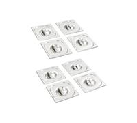vidaXL Couvercles de plateau GN 1/6 – 8 pièces – Acier inoxydable 176 x 162 mm
