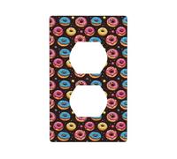 Couvercles de prise de courant duplex, plaques murales de taille standard 1 bande, couvertures de sortie imprimées de beignets colorés de dessin animé, plaque murale, couvercle de prise électrique