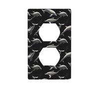 Couvercles de prise de courant duplex, plaques murales de taille standard 1 bande, dauphins noirs imprimés, plaque murale, couvercle de prise électrique décoratif