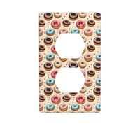 Couvercles de prise de courant duplex, plaques murales de taille standard 1 bande, jolies couvertures de sortie imprimées de beignets de dessin animé, plaque murale, couvercle de prise électrique