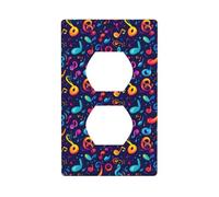 Couvercles de prise de courant duplex, plaques murales de taille standard 1 bande, notes de musique colorées, plaque murale, couverture de prise électrique décorative