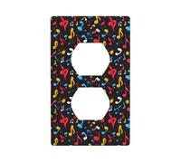 Couvercles de prise de courant duplex, plaques murales de taille standard 1 bande, notes de musique imprimées colorées, plaque murale, couvercle de prise électrique décoratif