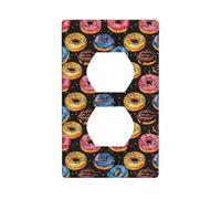 Couvercles de prise de courant duplex, plaques murales de taille standard 1 bande, plaques murales imprimées de beignets colorés, plaque murale, couvercle de prise électrique décoratif