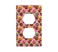 Couvercles de prise de courant duplex, plaques murales de taille standard à 1 bande, couvercle de sortie imprimé beignet rose, plaque murale, couvercle de prise électrique décoratif