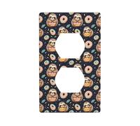 Couvercles de prise de courant duplex, plaques murales de taille standard à 1 bande, couvre-prises imprimées paresseux mignons en forme de beignet, plaque murale, couvercle de prise électrique