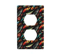 Couvercles de prise de courant duplex, plaques murales de taille standard à 1 bande, crochet de poisson coloré 1 plaque murale, couvercle de prise électrique décoratif