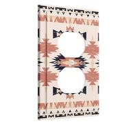 Couvercles de prise électrique aztèque aquarelle bohème géométrique tribal motif indigène blanc rose thermoplastique incassable prise murale bureau interrupteur plaque simple prise duplex