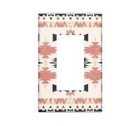 Couvercles de prise électrique aztèque aquarelle bohème géométrique tribal motif indigène blanc rose thermoplastique incassable prise murale bureau interrupteur plaque simple bascule