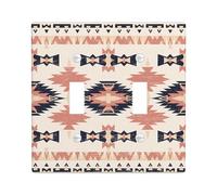 Couvercles de prise électrique aztèque aquarelle bohème géométrique tribal motif indigène blanc rose thermoplastique incassable prise murale bureau interrupteur plaque double bascule