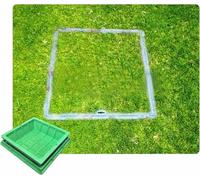 Couvercles de regards en résine, Couvercle de trou d'homme en résine Composite, rond, carré, multi-tailles, résistant aux intempéries, antivol d'herbe Invisible(Square 50*50CM/19.7*19.7IN)