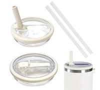 Couvercles de Remplacement 40oz (2Pcs), couvercles de Tasse réutilisables Anti-Fuite et Anti-poussière avec Paille, Reusable Tumbler Cover, pour Accessoires Stanley Cup, Beige
