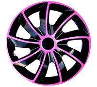 Enjoliveurs de roue pour jantes en acier NRM Quad Bicolor Jeu de 4 enjoliveurs bicolores Plastique ABS (noir/rose 14"")
