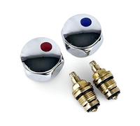 Couvercles de Tête Standard Wärmer Système pour Robinets Chaud & Froid 1/2'' - Métal Plaqué Chrome avec Boutons Rouges et Bleus (Paire)