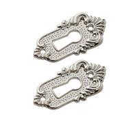 Couvercles de trous serrure antiques 45x23mm, 4 pièces, tête verrouillage tiroir, coin décoratif, Code d'angle, plaque en alliage for boîtes à bijoux bois pour Serrures de Porte(Silver)