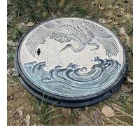 Couvercles décoratifs pour fosses septiques, couvercle de fosse septique pour allée (armature et finition grès), couvercle de regard de visite rond et antidérapant (capacité 10 tonnes)(A)