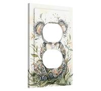Couvercles d'interrupteur/couvercles de prise de courant mignons koala, motif nature pastel doux pour décoration d'intérieur, plaques murales en thermoplastique, prise duplex simple de taille standard