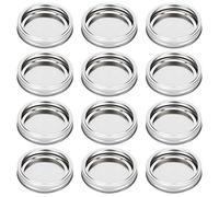 Couvercles en pot Mason en acier inoxydable, capuchons de rangement ronds de type rond 12pcs avec alimentation en silicone (Xh00180 argent)