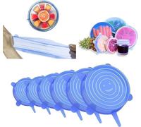 Couvercles extensibles en silicone, couvercles élastiques durables et écologiques, réutilisables, résistants à la chaleur, couvercles de différentes tailles pour les bols (bleu - 12 paquets)