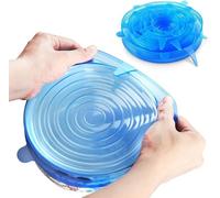 Couvercles extensibles en silicone, couvercles élastiques durables et écologiques, réutilisables, résistants à la chaleur, couvercles de différentes tailles pour les bols (bleu - 6 paquets)