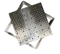 Couvercles Fosse Septique Carrés Encastrables avec Poignées, Couvercle et Cadre de Regard en Acier Inoxydable, pour Cuisine(50x50x3cm/20x20x1in)