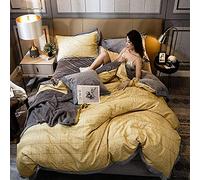couvercles literie King Size Gris Coton Couvrettes litière Rose Ensemble Couvercle de Couette lit avec Taquet à Double Taille Flanelle Chaude (C Queen)