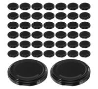 Couvercles pour Bocaux de 63mm en Fer Blanc, Lot de 50 | Joint en Caoutchouc Intégré, Ouverture Facile pour Mains Faibles, Noir Mat, pour Thé, Miel et Coffrets Présents