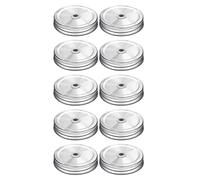 Couvercles pour bocaux Mason | Couvercles de bocaux en Fer Blanc de 70 mm avec Trous de Paille - Anti-Fuite avec Anneaux d'étanchéité en Silicone, Convient pour Boire du thé, du café, des