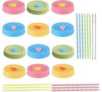 Couvercles Pour Bocaux Mason, Lot De 12 Couvercles Pour Bocaux à Vis, Anneaux En Silicone, Brosse De Nettoyage, Sans Bpa De Qualité Alimentaire, Compatibles Avec Les Bocaux Mason, 4 Couleurs