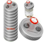 Couvercles pour la culture des champignons ZHANXUBIO à large ouverture, équipés d'un filtre à membrane en PTFE et d'orifices d'injection auto-obturants (12 pièces, gris, bocaux non inclus)
