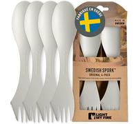 Couvert Camping - Set Couverts Voyage 4 Sporks - Couverts Camping 3 En 1 - Cuillère Fourchette Couteau Camping - Couvert Plastique 100% Sans Bpa (4-Pack Meadow)