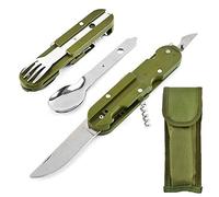 Couvert Couverts Camping Fourchettes Couteau Vaisselle Popote Bivouac Gadget Accessoires Materiel Pliable Kit pour Voyage, 5-en-1 Détachable