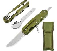 Couvert Couverts Camping Fourchettes Couteau Vaisselle Popote Bivouac Gadget Accessoires Materiel Pliable Kit Pour Voyage, 5-En-1 Détachable